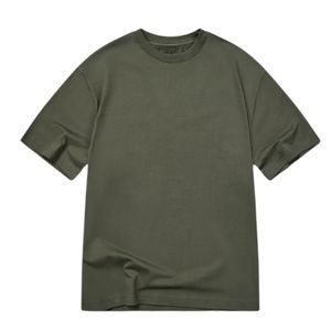 Camiseta de gran tamaño caqui para hombre 100% algodón 190 GSM Streetwear Staple Tee Impreso Front Back Logo Drop Shoulder Relaxed Fit Shirt - Product Image 5