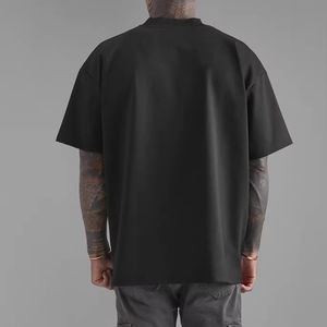 T-shirts personnalisés pour hommes T-shirt en coton à col côtelé avec impression personnalisée T-shirts vierges surdimensionnés lourds pour hommes - Product Image 6