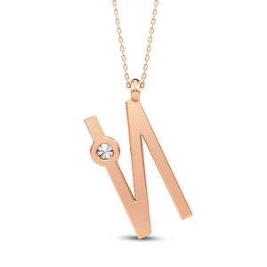 Colgante Minimalista con Letra del Alfabeto, Diamante Cultivado en Laboratorio VVS VS EF, Plata de Ley 925 con Acabado en Oro, Joyería Personalizada con Iniciales - Product Image 2