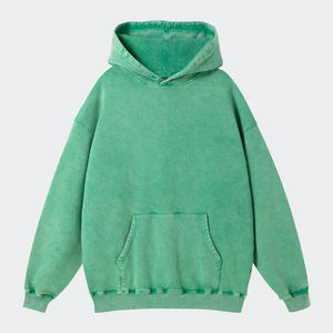 Haute qualité 100% coton hiver imperméable Vintage grande taille hommes polaire acide lavage pierre lavé poids lourd surdimensionné à capuche - Product Image 5