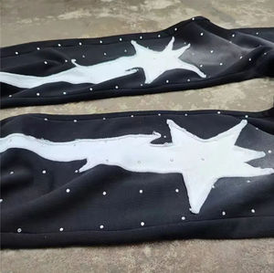 กางเกงผ้าคอตตอนขาตรงสำหรับผู้ชายพิมพ์ลายวินเทจสีดำหรูหราซักด้วยกรด - Product Image 3