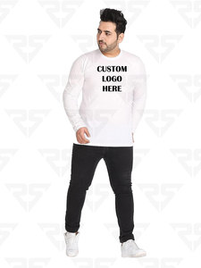 T-shirts surdimensionnés à manches longues et à col rond en usine Chemise personnalisée Big Tall Men T-Shirt 100% Cotton T-shirt 2023 OEM - Product Image 3