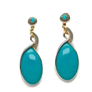 Boucles d'oreilles pendantes en argent sterling 925 plaqué or 18 carats avec pierre turquoise de forme poire 20x30 avec CZ, cadeau pour femme - Product Image 5
