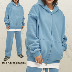 2025 unisexe fermeture éclair à capuche Logo personnalisé léger 350g Double tête Street Wear 100% coton pour l'automne - Product Image 6