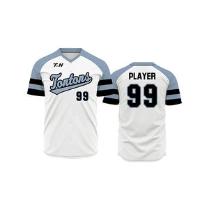 Camisetas de béisbol personalizables para hombre, directo de fábrica, 100% poliéster, secado rápido, transpirable, cuello en V, diseño de logotipo personalizado, servicio OEM - Product Image 3