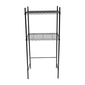 AK Brass Lattice Design Metal Floor/Wall Utility Shelve In Black Finished With Large 2 Tiers For Room Decor / Office Decor - Product Image 1