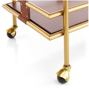Fancy Gold Hotel <b>Trolley</b> Beverage <b>Serving</b> Cart Rolling Drink Carrier Metal Barrolley for Guest Room and Lobby - Willem - Product Image 3