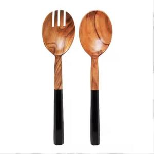Wooden Salad Servers and <b>Tongs</b> Kitchen Tools Set for <b>Serving</b> - Product Image 2