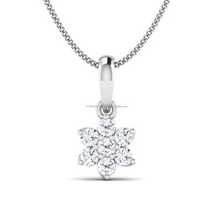 925 Sterling Silver <b>Fine</b> <b>Jewelry</b> <b>Set</b> Daily Wear Cluster Halo Round Cut Lab Diamond Pendant with Gold Finish for Party or Gift - Product Image 1