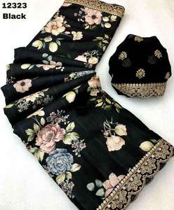 Saree de créateur avec broderie lourde Travail élégant Vêtements traditionnels pour les femmes Approvisionnement en gros à des prix abordables - Product Image 4