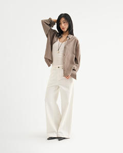 Chemise décontractée à manches longues pour femme, coupe courte, en tissu texturé, séchage rapide, respirante, coupe régulière, idéale pour l'été - Product Image 5