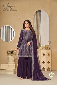 Colección Premium Faux Georgette con bordado Salwar Suit Mujer Fabricante de moda de la India a la tarifa más baja - Product Image 3
