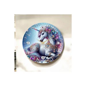 Colorful Unicorn Animal Patterned Wooden Silent <b>Wall</b> <b>Clock</b> <b>50cm</b> Perfect Gift Idea - Product Image 5