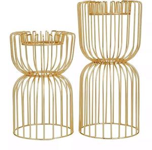 ACUBE INDUSTRIES Handmade Customizable Set 2 Glam Iron <b>Pillar</b> Candle Holders Tealight Votive Jars for Home Wedding Use Christmas - Product Image 1
