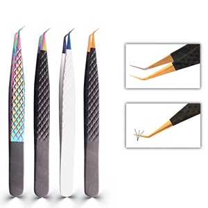 Pinces à cils en acier inoxydable, outils professionnels pour les extensions de cils en volume et en isolation, fournisseur en gros OEM - Product Image 1
