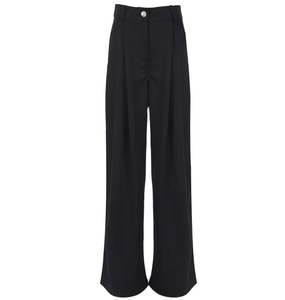 High Waist Wide Leg <b>Pants</b> Pleated Solid Color Crepe Fabric Minimalist Style Full Length Women's Trousers Spring Season - Product Image 2