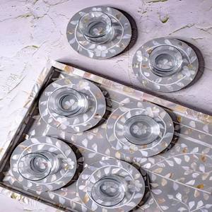 Assiette ronde de service en nacre de haute qualité multicolores de 6 pouces tendance pour le service à Oman et à Dubaï - Product Image 6