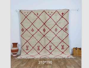 Alfombras de Lana Hechas a Mano Marroquíes, Auténticas Alfombras Bereberes, Lana Natural, Artesanía Artesanal, Tamaño y Colores Personalizables, Alta Calidad - Product Image 2