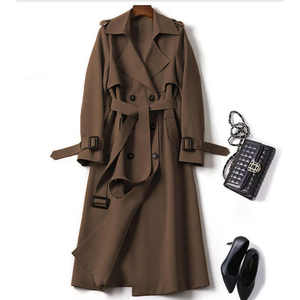 Chaqueta de Invierno Elegante de Alta Calidad con Cinturón Largo, Impermeable y Ecológica para Mujer, Estilo Británico, Diseño Sólido - Product Image 5