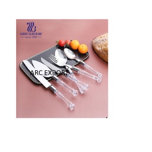 Ensemble de couverts créatifs en acier inoxydable en métal poli argent et or avec poignées design Ensemble de couverts décoratifs pour table - Product Image 6