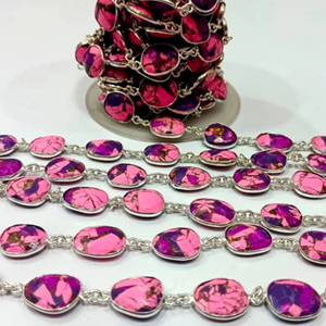 Tự nhiên mohave Hồng canxit và tím Đồng Turquoise 12to15mm miễn phí hình dạng <span class=keywords><strong>bezel</strong></span> nối chuỗi - Product Image 1