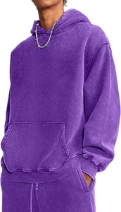 <b>Top</b> Quality <b>Distressed</b> Hoodies Men's Casual Vintage Wash Hoodie 100% Cotton Acid Stone Washed - Product Image 5