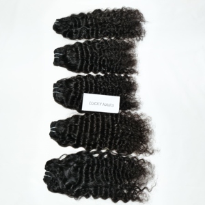 Vente en gros d'extensions de cheveux indiens bouclés à cuticules alignées sur 100% vierges Remy double trame tissage coupé à la machine noir couleur naturelle pas cher - Product Image 4