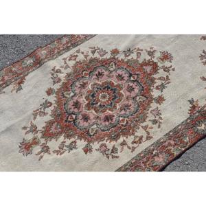 พรมวินเทจขนาด 4x8.3 ฟุต พรมตุรกี พรมขนสัตว์ลายสัตว์สีเบจแดง - Product Image 5