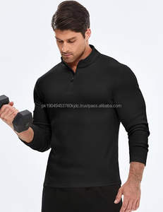 Sudadera informal con cremallera de un cuarto para hombre, jerséis de manga larga, jerséis básicos con cuello simulado, talla XL, ropa bordada, teñido sólido - Product Image 4