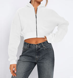 Sweat à capuche zippé personnalisé Y2K pour femmes Streetwear Zipper Sweats à capuche courts de luxe unis de haute qualité - Product Image 1