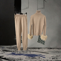 Ensemble de vêtements pour femme, manteau en cachemire et laine d'hiver et d'automne, col montant, tricoté, épais, chaud, ample, décontracté, vêtements d'extérieur