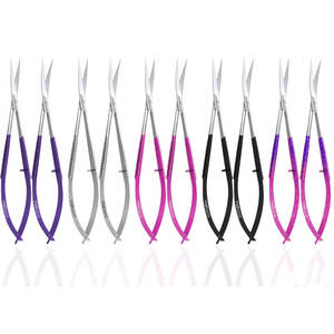 Tijera de resorte de acero inoxidable de gran venta con hoja curva afilada Mejor agarre Nuevo logotipo Imprimir Tijera de recorte de pestañas frescas - Product Image 3