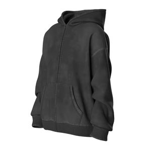 Sweat à capuche zippé pour homme, délavé à l'acide, couleur unie, 100 % coton, hiver, léger, coupe oversize, personnalisable, quantité en gros - Product Image 5