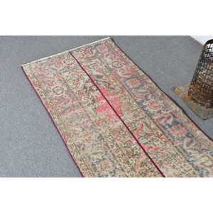 พรมขนาด 2.3x12.8 ฟุต, พรมวินเทจ, พรมลายพรางสีแดงตุรกีทำจากขนสัตว์ - Product Image 5