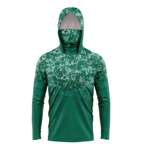 Unisex Outdoor Summer <b>Shirts</b> for Fishing Men's <b>Long</b> <b>Sleeve</b> <b>Hooded</b> <b>T</b>-<b>Shirt</b> Full Zipper Woven Fabric Digital Printing Solid Loose - Product Image 2
