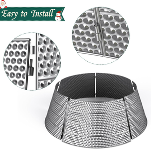 Collar de árbol de Navidad de Metal redondo con diseño de textura de latón AK en acabado plateado para decoración navideña/decoración Interior del hogar - Product Image 4