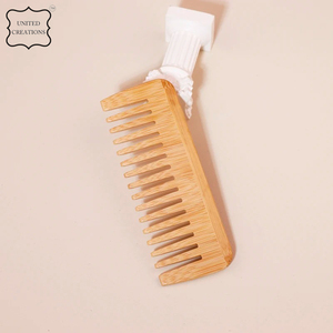 หวีไม้ไผ่แปรงหวีผมแบบกว้างเป็นมิตรกับสิ่งแวดล้อมแปรงหวีผมแบบไม่พันกัน - Product Image 3