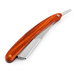 Maquinilla de afeitar recta hecha a mano con mango de madera, maquinilla de afeitar recta de seguridad clásica, se ajusta a media pieza, hoja de afeitar de doble filo de ANAAIF - Product Image 1