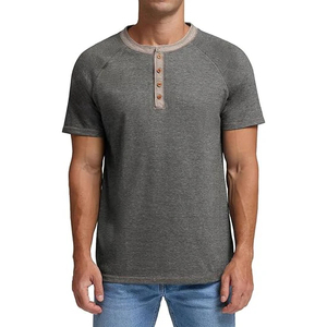 T-shirt en coton uni à manches courtes et col rond pour homme, coupe ajustée, jersey décontracté, teinture unie beige - Product Image 4