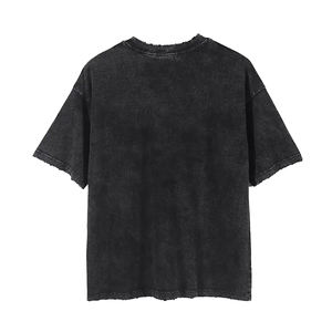 La última Camiseta de punto Vintage de gran tamaño para hombre, hombro caído, longitud larga, algodón lavado con Piedra/fibra de bambú, secado rápido, transpirable - Product Image 2