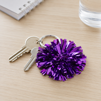 Vente en gros de mini porte-clés pompon de cheerleading métalliques pour équipes sportives et cadeaux scolaires