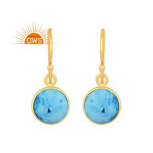 Meilleure vente de boucles d'oreilles en argent sterling plaqué or 18 carats avec pierres précieuses turquoise Demi Fine Jewelry Manufacturer - Product Image 1