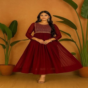 ผ้าจอร์เจียสังเคราะห์ที่น่าสนใจพร้อมชุดปักเลื่อมและซาริผู้ผลิตจากโรงงานขายส่งและจัดส่งจากศัลยแพทย์ - Product Image 1