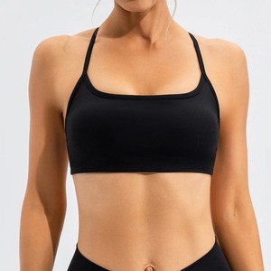 เสื้อชั้นในออกกำลังกายแบบไขว้หลังสำหรับผู้หญิง สีพื้น เซ็กซี่ เหมาะสำหรับเล่นโยคะ ฟิตเนส และออกกำลังกายทั่วไป - Product Image 1