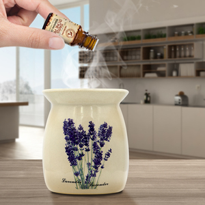 Lámpara de Perfume de Cerámica Aromatika Lavanda, Quemador de Aceite Esencial con Base Blanca, No Tóxico, Esmaltado, Ecológico, para Aromaterapia - Product Image 2