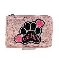 Pochette MOM en perles jaunes et roses, sac de soirée en perles fait à la main, cadeau pour la fête des mères