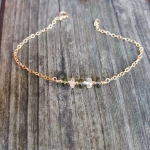 Bracelet en verre perlé Moldavite & désert libyen, Bracelet Moldavite or, Bracelet Moldavite argent, cadeau pour elle - Product Image 3