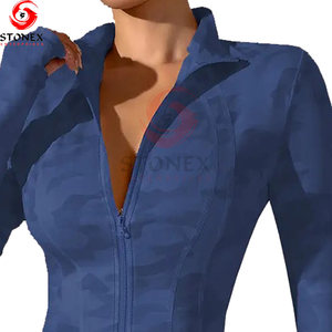 Chaqueta de Yoga Personalizada para Mujer, Ajustada, con Cierre, Cintura Alta, Secado Rápido, Sin Costuras, Sólida, Cómoda, de Spandex/Nailon, para Fitness - Product Image 4
