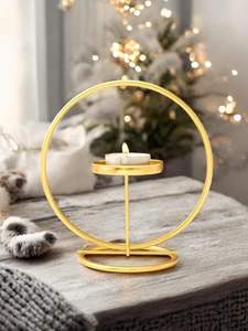 Support de bougie chauffe-plat rond en métal, support de bougie pilier, bougeoir décoratif, décoration de réception de mariage - Product Image 4