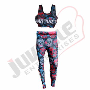 2025 Custom Logo <b>Women's</b> Sports Fitness Ghost Theme Yoga Bra Leggings <b>Set</b> Breathable Sublimated Two-piece Rash Guard Wholesale - Product Image 1